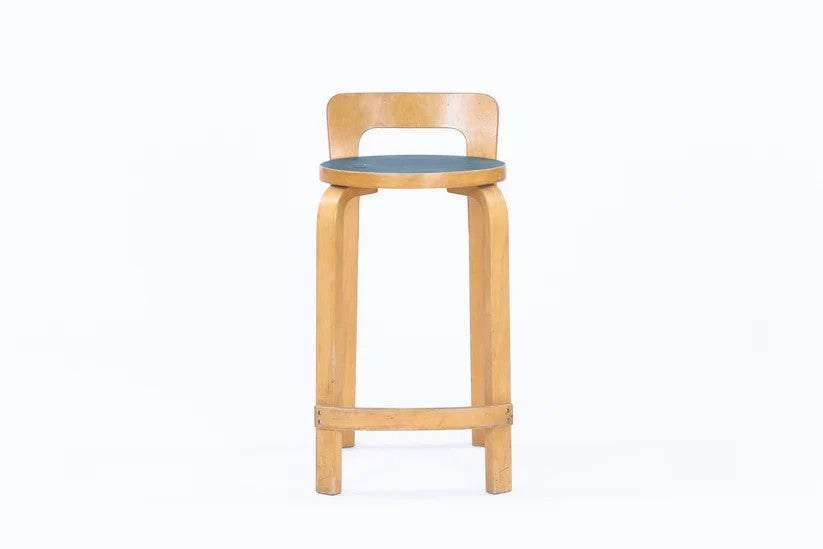 K002 Alvar Aalto | K65 high chair blue linoleum – tefu vintaging